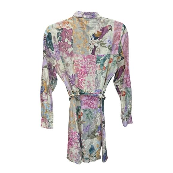 ZARA Floral Patchwork Linen Blend Long Sleeve Mini Dress Small 2725/119/330 - Picture 9 of 16